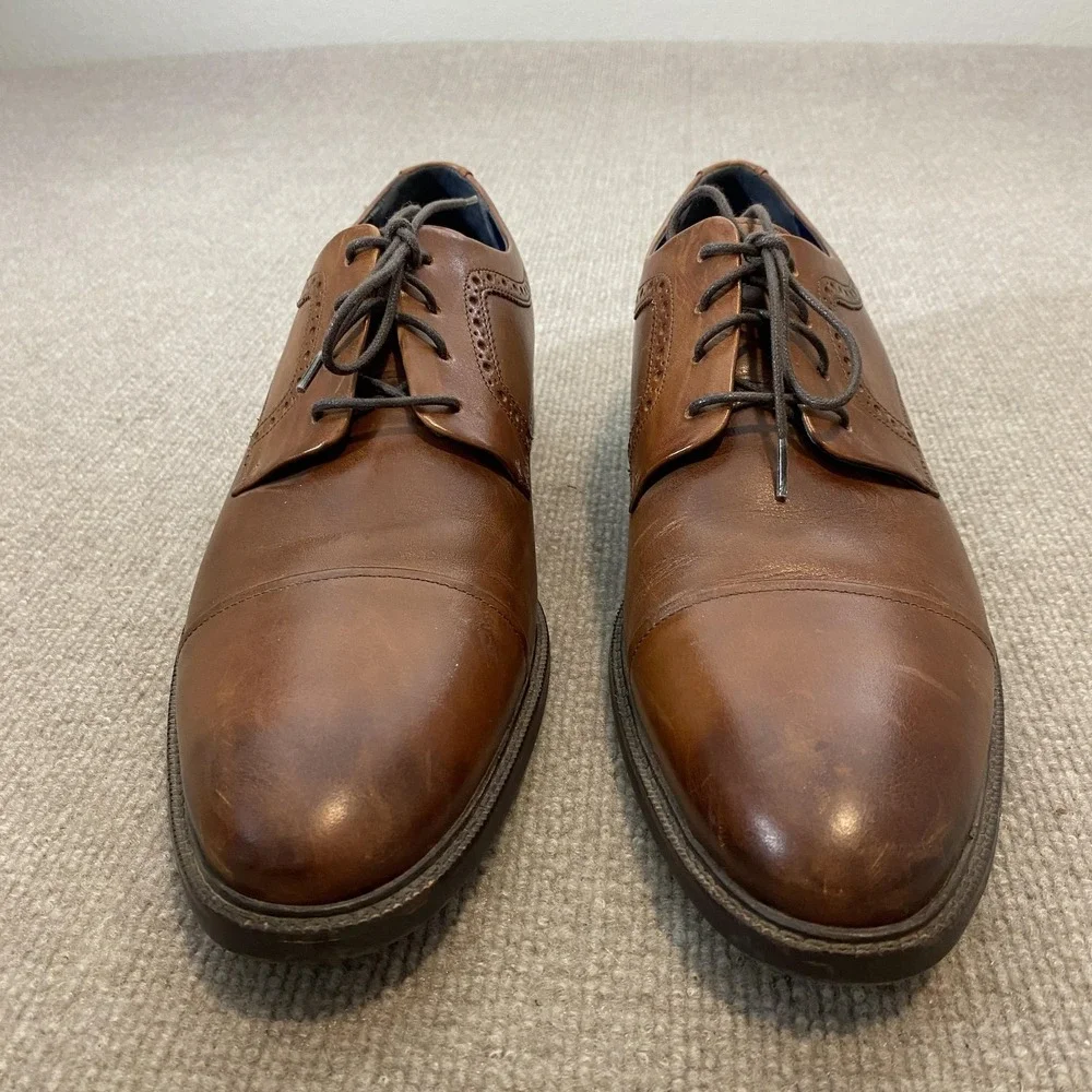Cole Haan Grand.OS Shoes Mens Size 13‎ M Brown Leather Cap Toe Derby C28882